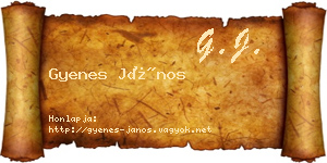 Gyenes János névjegykártya